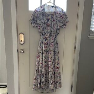 J. Crew Purple and Pink Floral Midi Dress